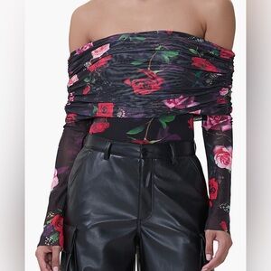 AFRM Maxine Ruched off the shoulder bodysuit